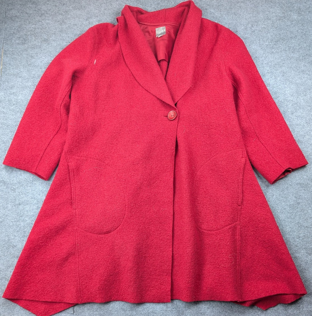 J Jill Boiled Wool Coat Womens 4X Red Coatigan Quiet Luxury Timeless Natural